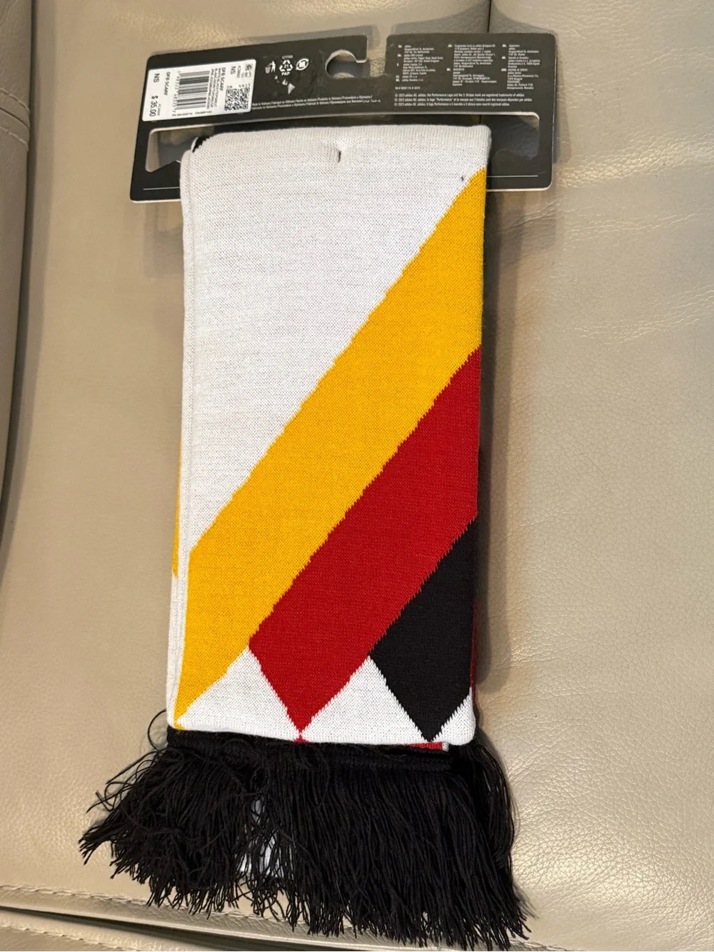adidas Men’s Scarf in White, Black, Red, Yellow